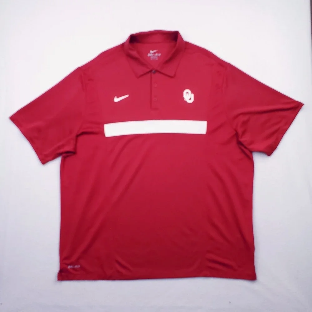 Oklahoma‎ Sooners Shirt Mens XXL Red White Nike OU Polo Short Sleeve Football
